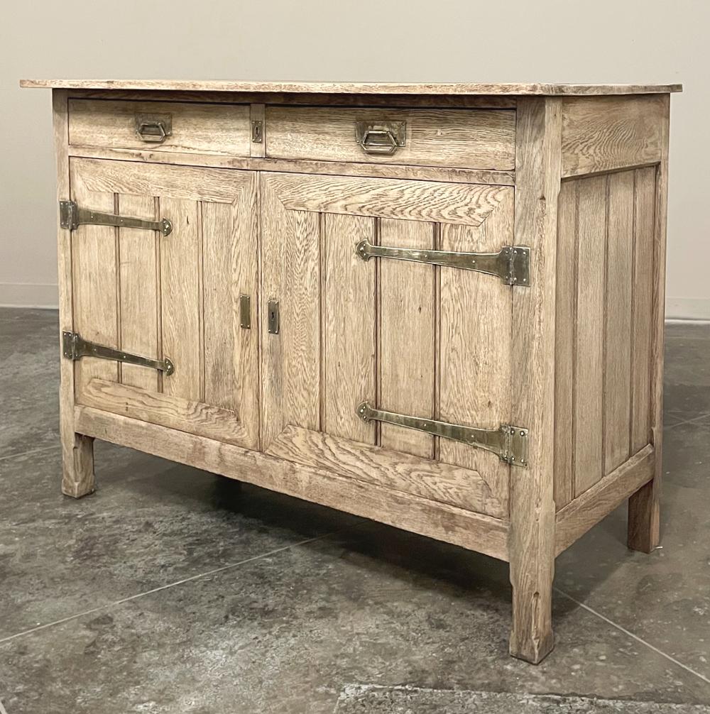 French Antique Rustic Arts & Crafts Period Low Buffet ~ Credenza For Sale