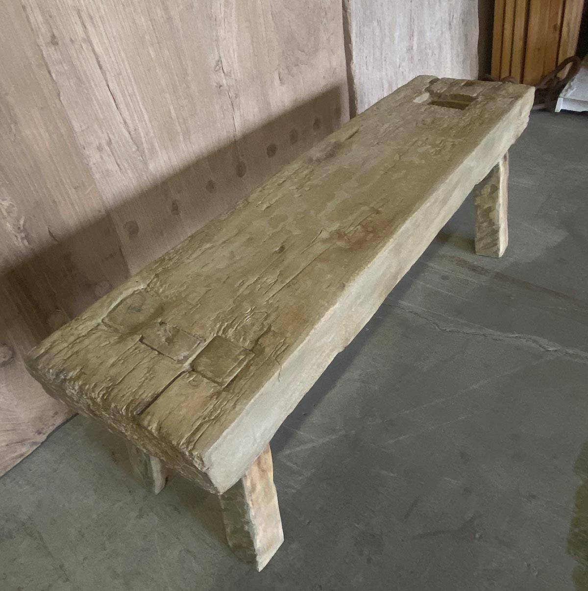 19th Century Antique Rustic Batea Bench