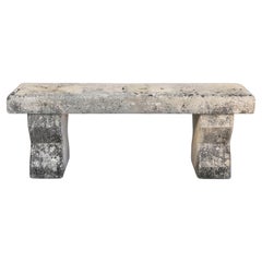 Antique rustic bench of french limestone, 19th century
