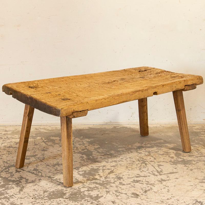 English Antique Rustic Butchers Top Slab Wood Coffee Table