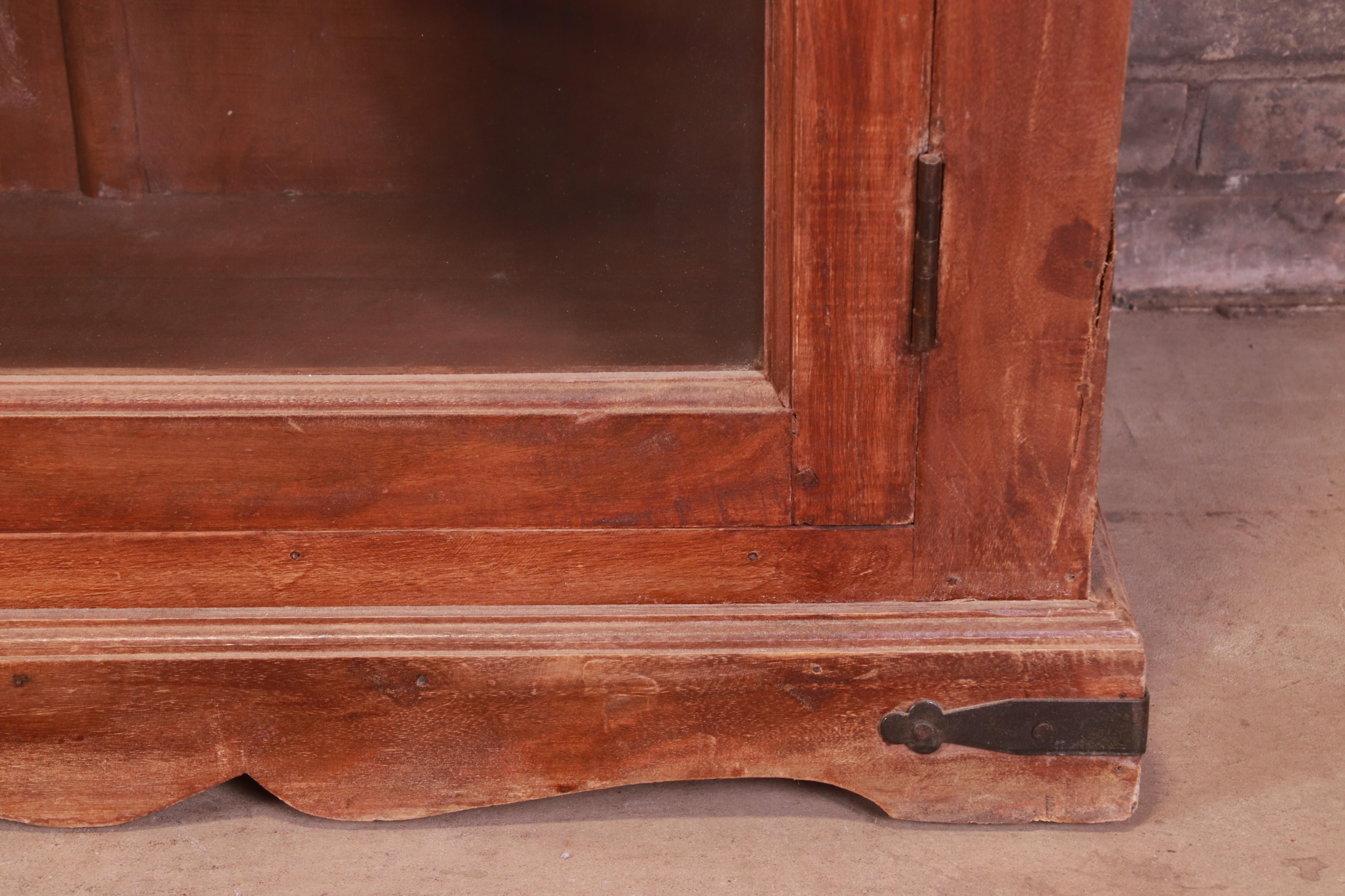 Antique Rustic Carved Walnut Triple Bookcase, Circa 1900 5