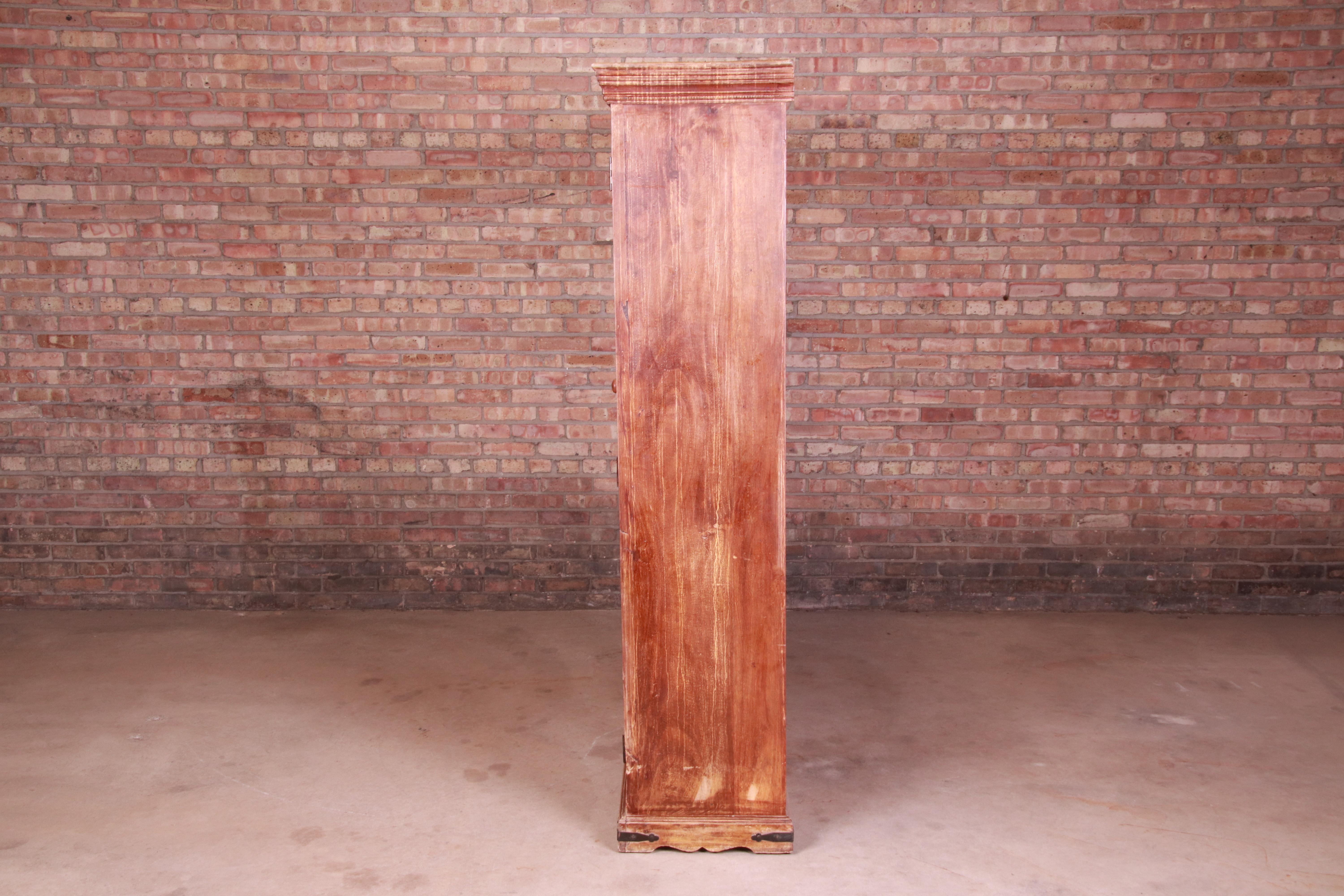 Antique Rustic Carved Walnut Triple Bookcase, Circa 1900 9