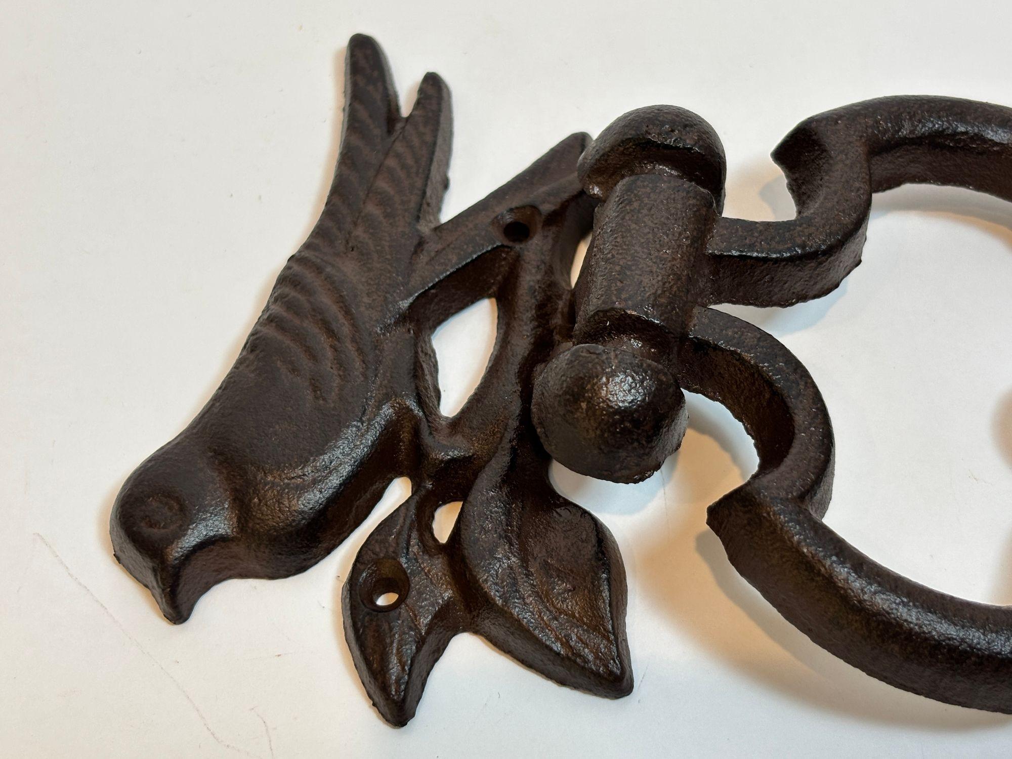 20th Century Rustic Cast Wrought Iron Bird Door Knocker For Sale