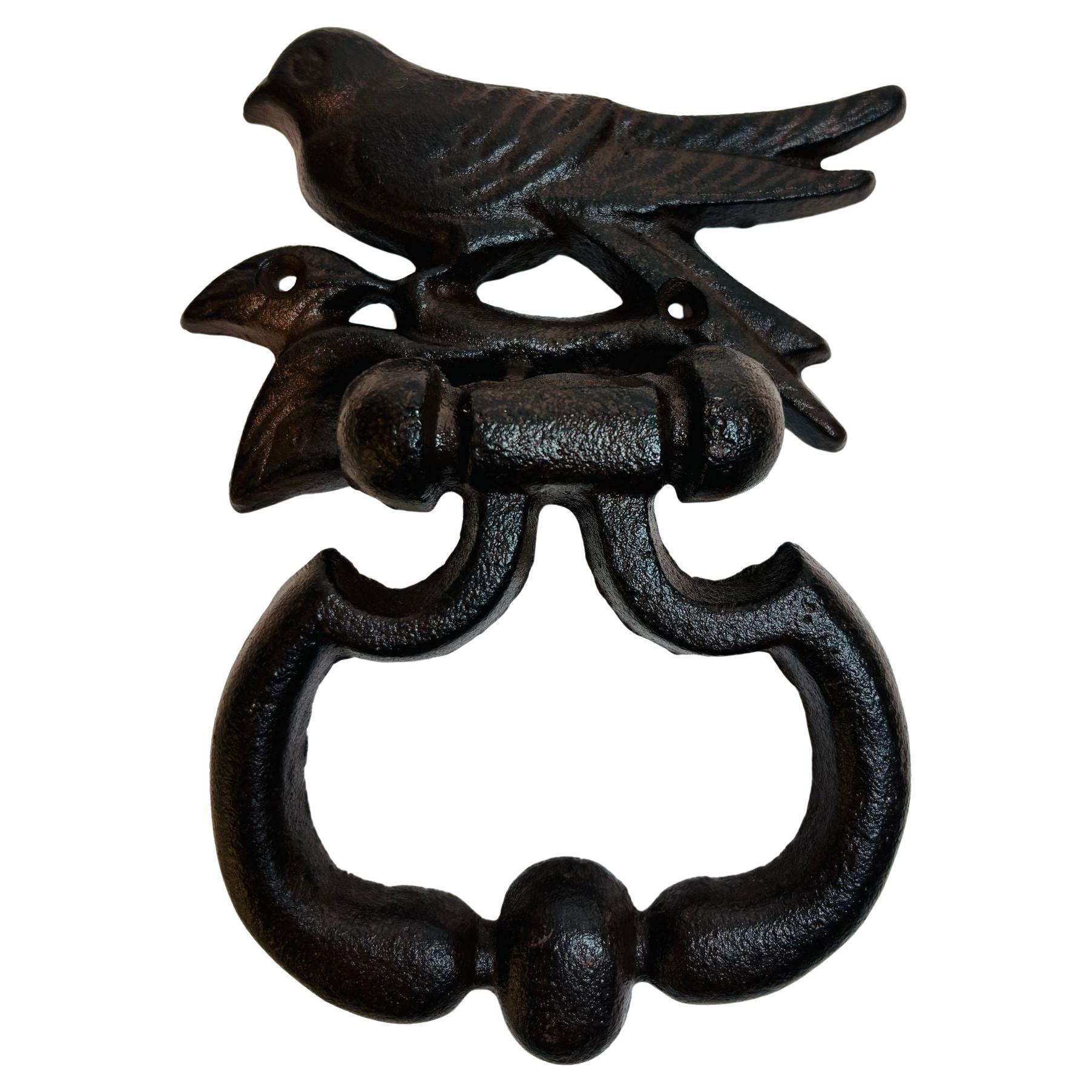 Rustic Cast Wrought Iron Bird Door Knocker For Sale