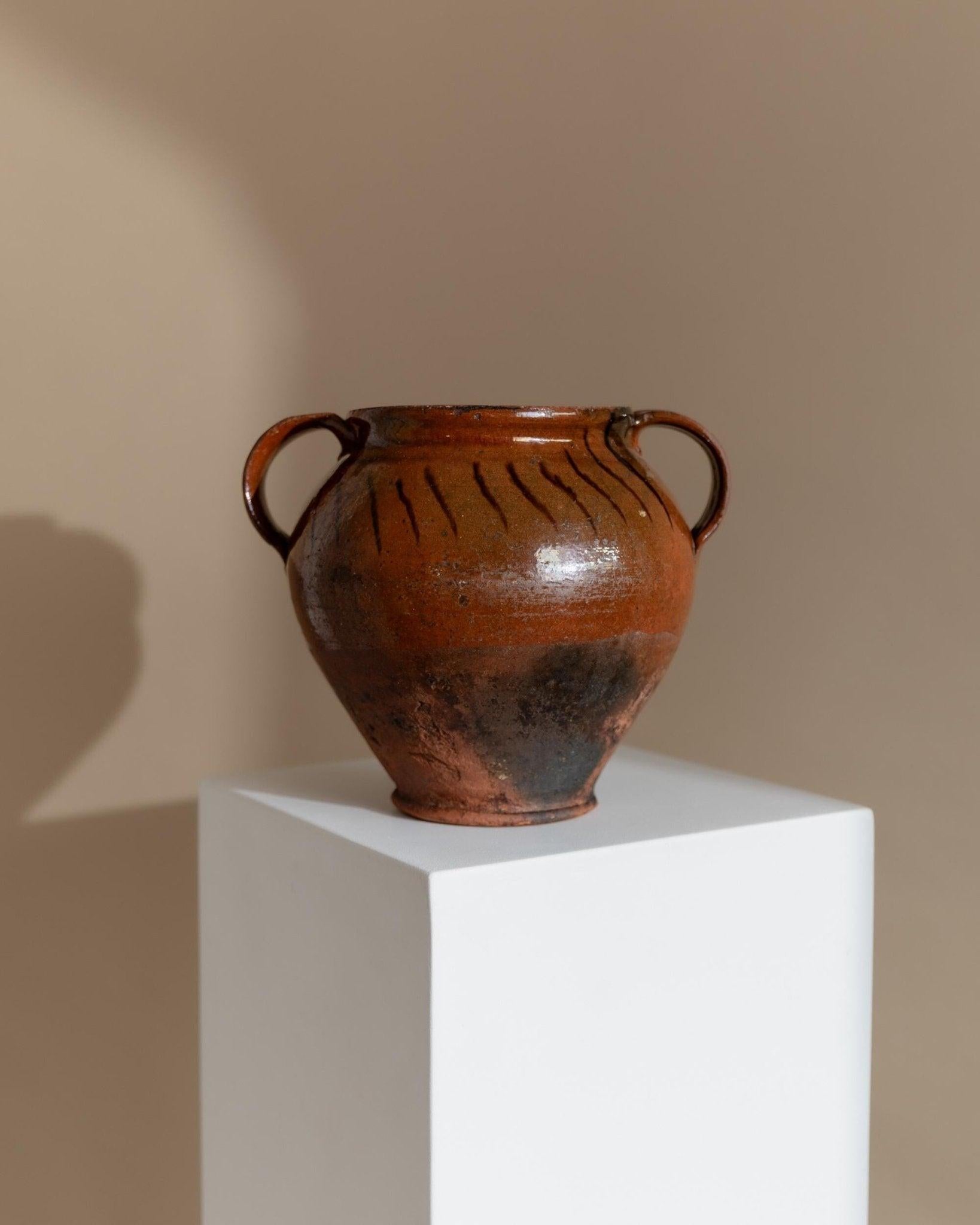 Antigua Confitera Rústica de Cerámica con Asas, Italia, Siglo XIX en Bueno estado para la venta en Montecalvoli, IT