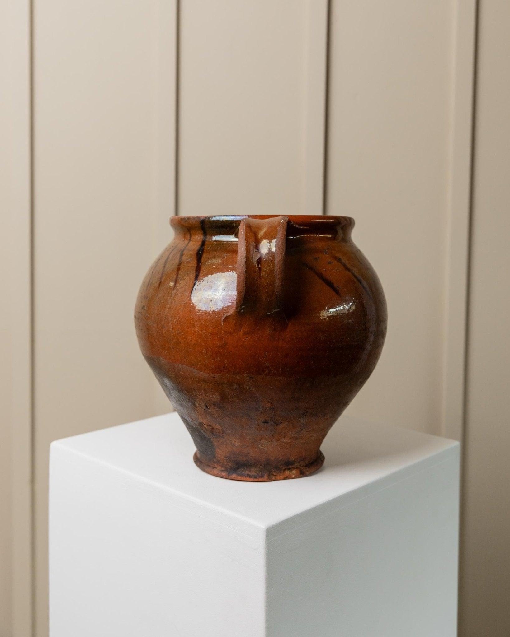 Antigua Confitera Rústica de Cerámica con Asas, Italia, Siglo XIX siglo XIX en venta