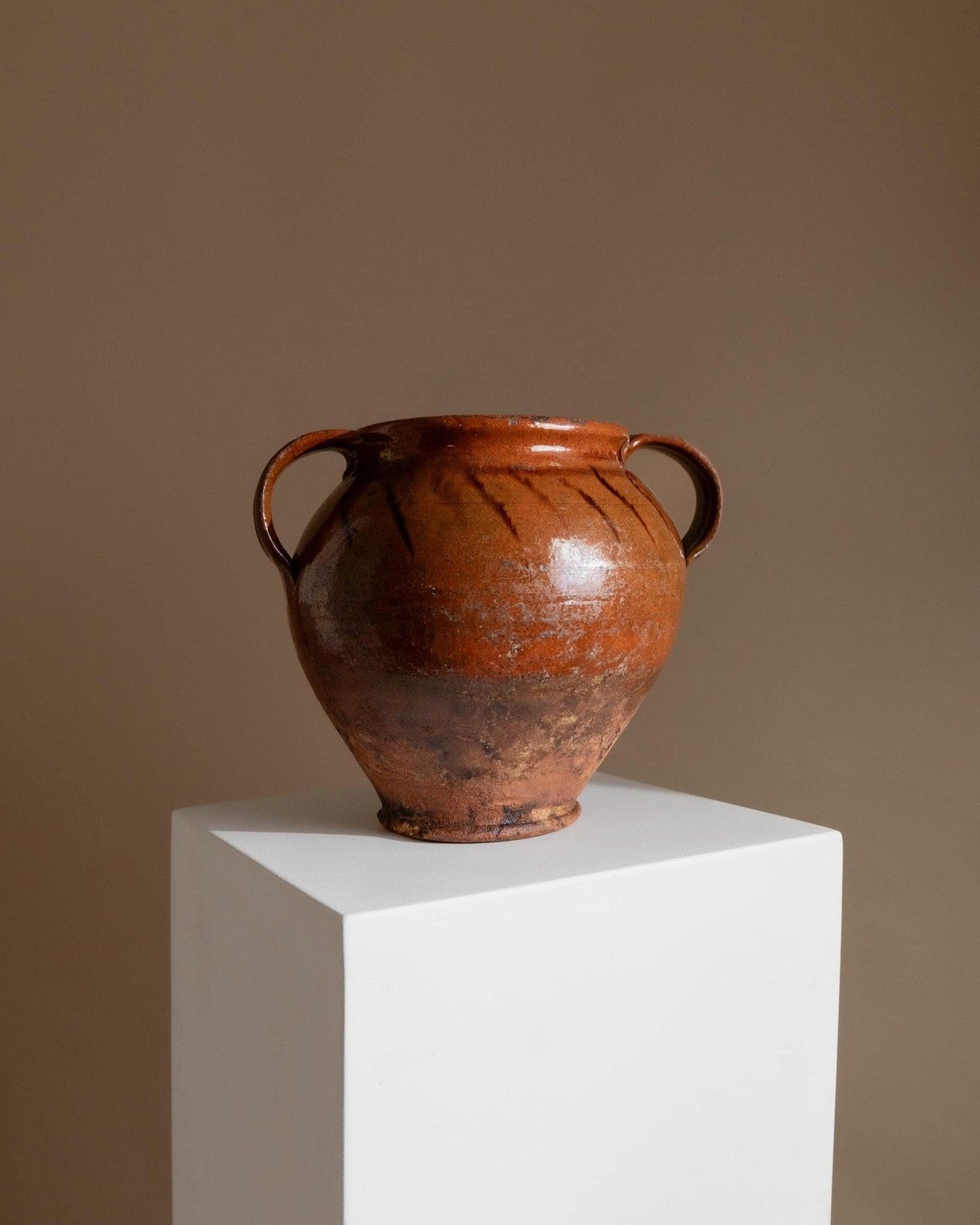 Antigua Confitera Rústica de Cerámica con Asas, Italia, Siglo XIX Cerámico en venta