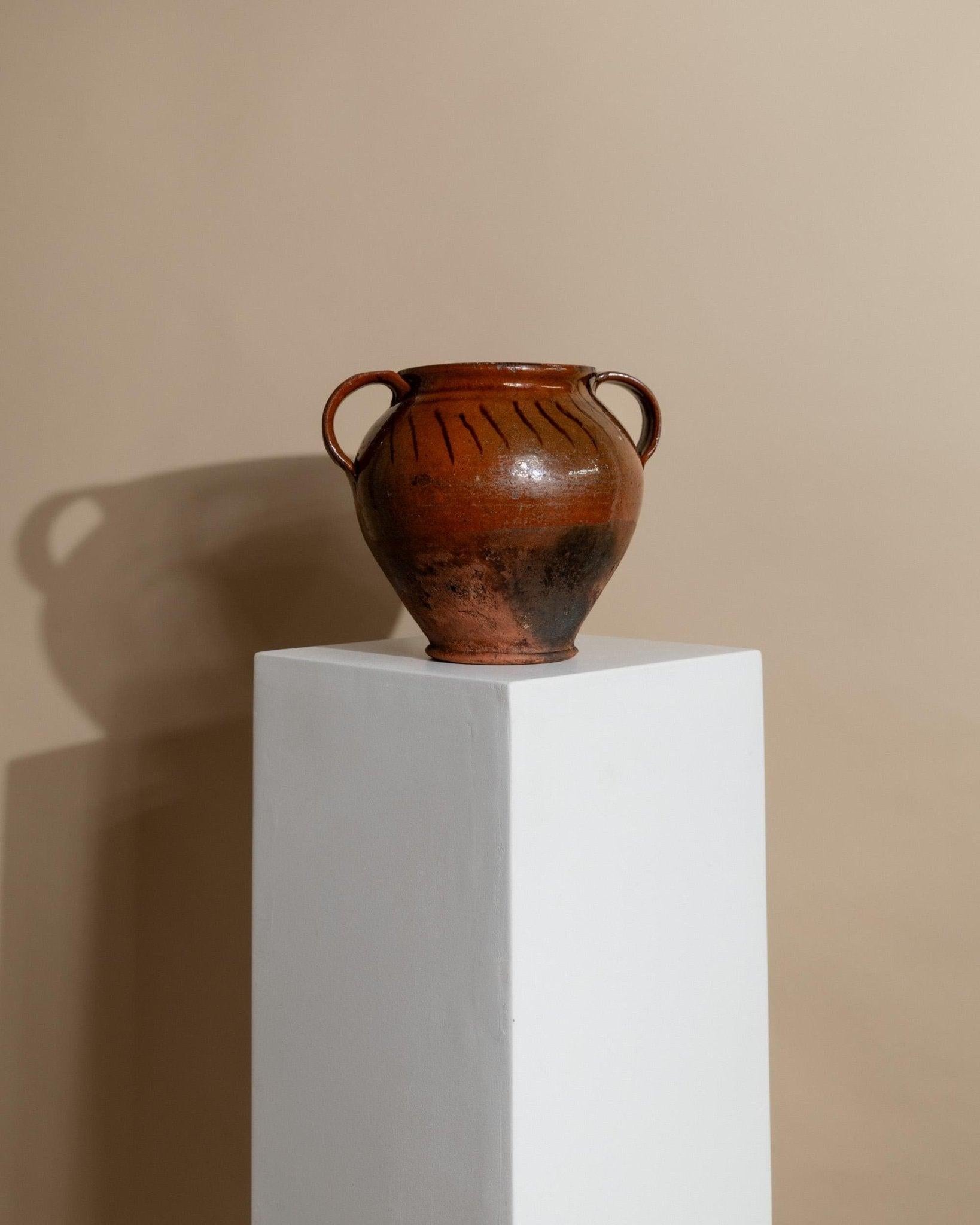 Antigua Confitera Rústica de Cerámica con Asas, Italia, Siglo XIX en venta 2