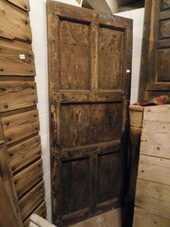 Antigua Puerta Rústica de Castaño, Paneles y Clavos, Siglo XIX, Italia