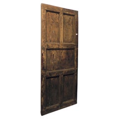 Antique Rustic Chestnut Door, Panels and Nails, 19th Century, Italy