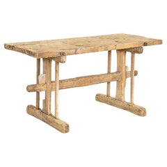 Antique Rustic Console Table Work Trestle Table from Hungary