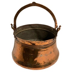 Antique Rustic Copper Cauldron With Handle