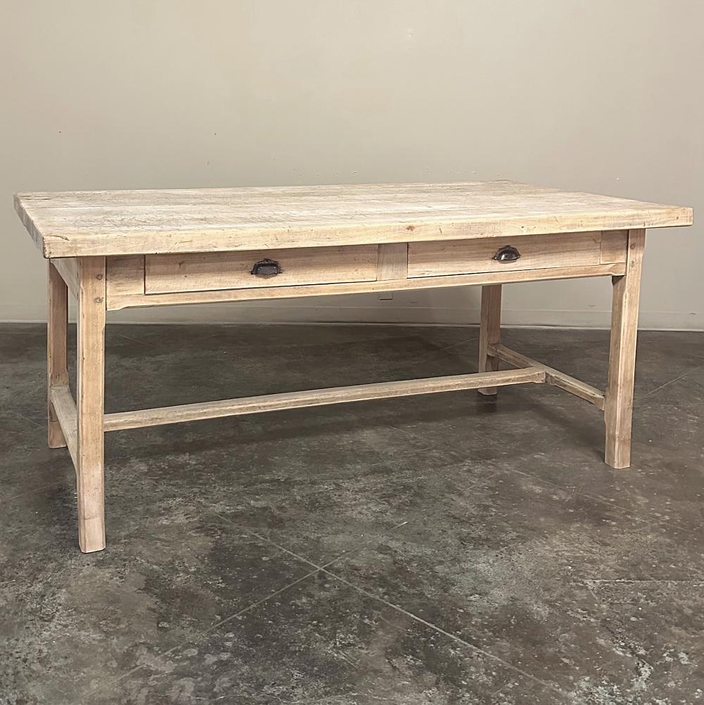 Antique Rustic Country French Cherrywood Table ~ Desk is ideal for the casual decor, or for the executive who prefers a less pretentious look.  The table has been used for kitchen duty in its past, so is perfect as a breakfast table or casual dining