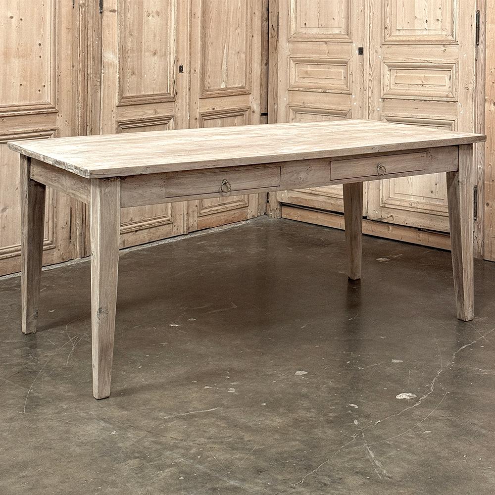 Antique Rustic Country French Desk ~ Dining Table in Sycamore is ideal for the casual decor, or for the executive who prefers a less pretentious look.  The table is perfect as a breakfast table or casual dining area, as well.  Solid sycamore wood