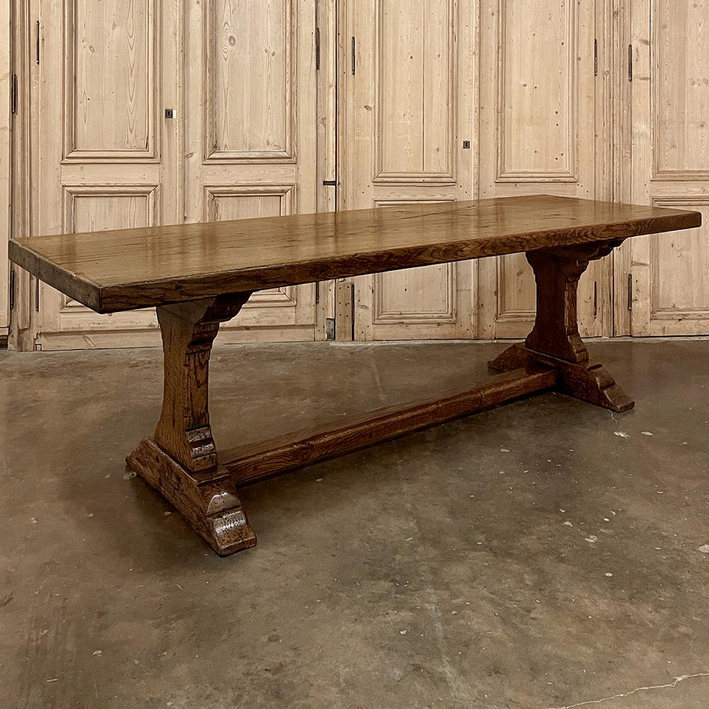 Antique Rustic Country French Farm Table ~ Dining Table is the perfect choice for the large family, or for those who like to entertain!  Stretching over eight feet in length, it is comprised of heavy planks and timbers and designed to literally last