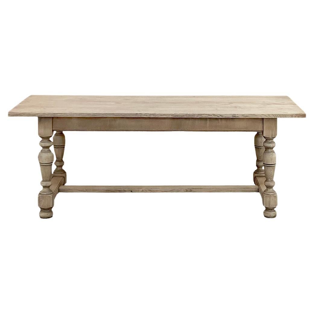 Antique Rustic Country French Farm Table ~ Dining Table in Stripped Oak For Sale