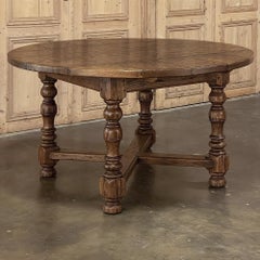 Table de salle à manger ronde française rustique et ancienne