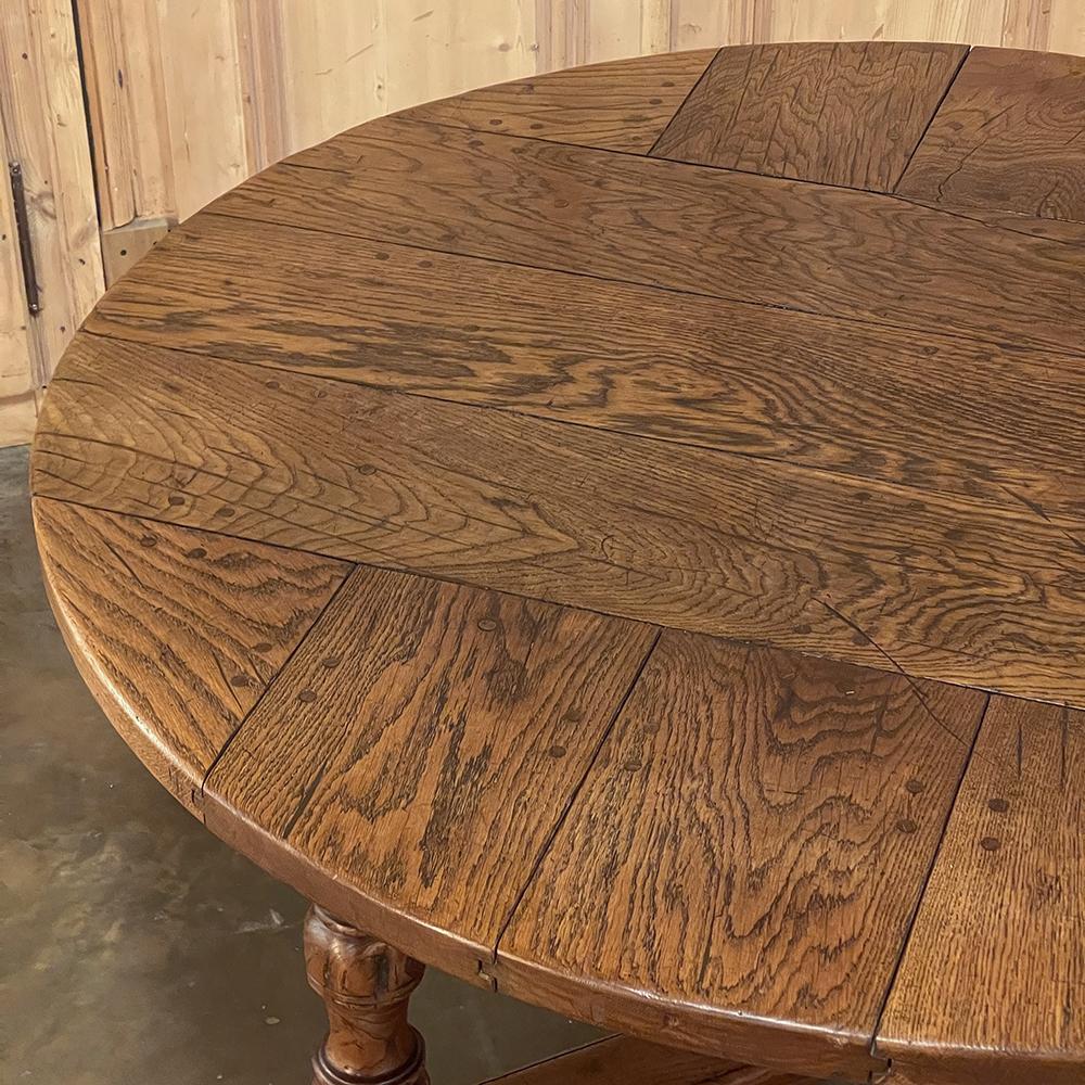 20th Century Antique Rustic Country French Round Dining Table