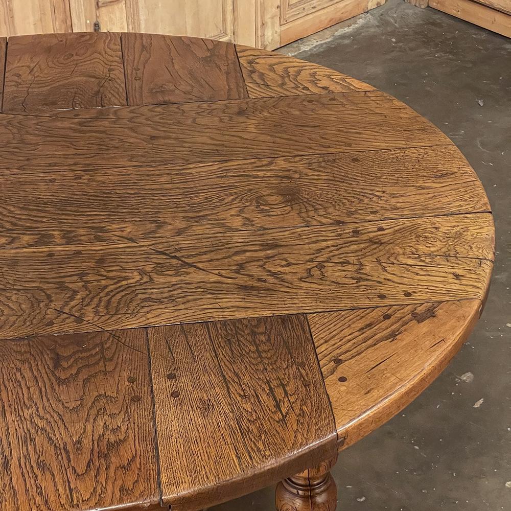 Oak Antique Rustic Country French Round Dining Table