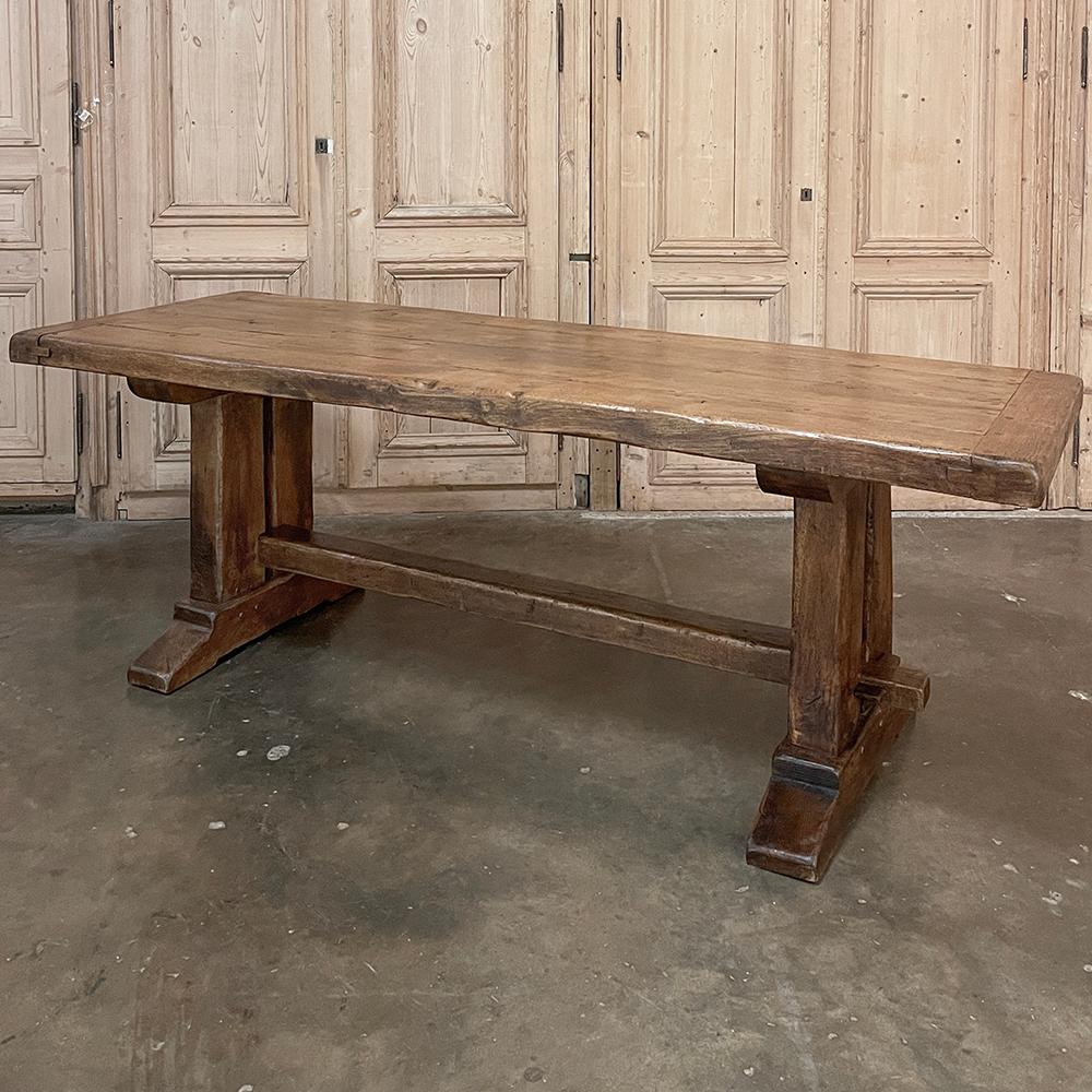Belgian Antique Rustic Country French Trestle Dining Table