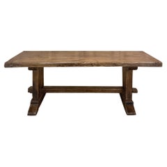 Table de salle à manger à tréteaux française ancienne de style rustique