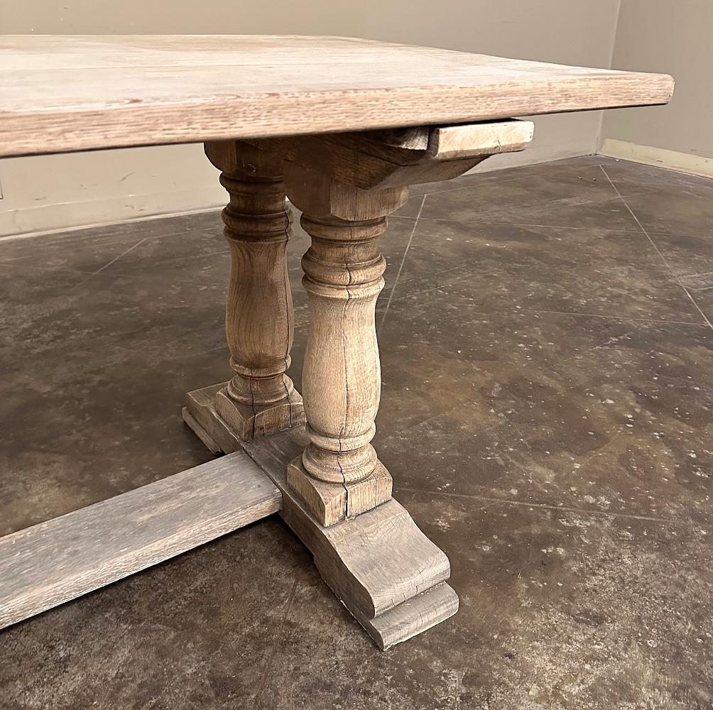 Antique Rustic Country French Trestle Table in Stripped Oak 4