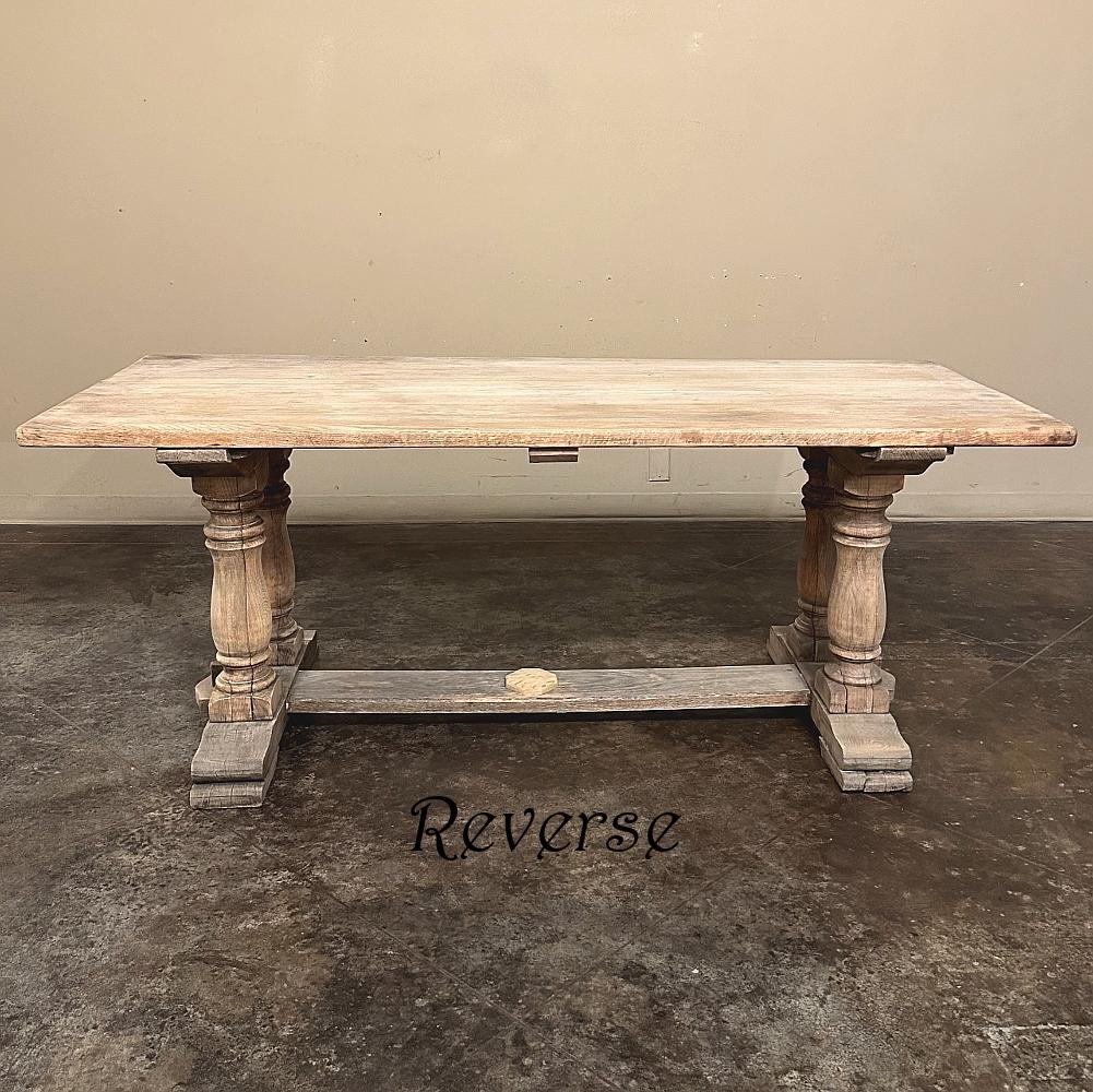 Antique Rustic Country French Trestle Table in Stripped Oak 6