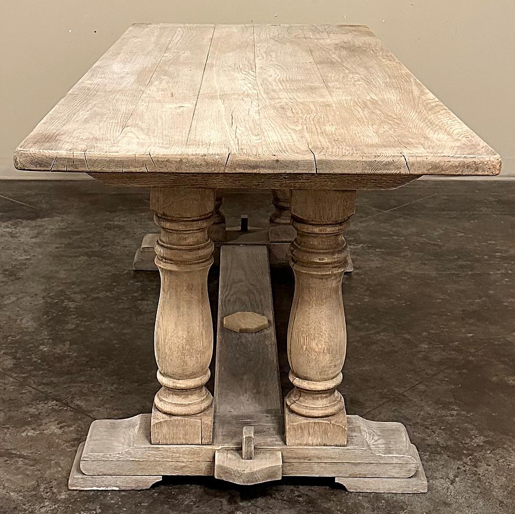 Antique Rustic Country French Trestle Table in Stripped Oak 1