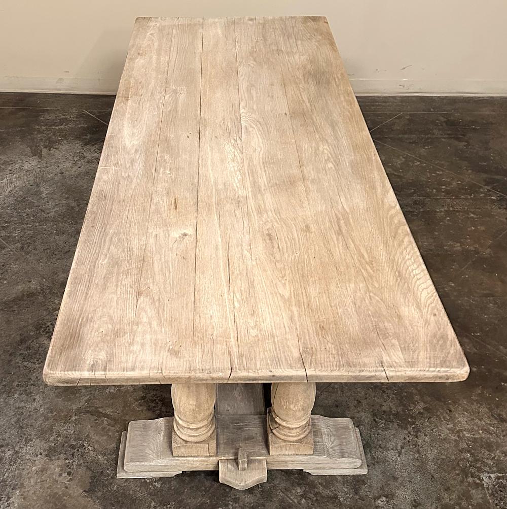 Antique Rustic Country French Trestle Table in Stripped Oak 2