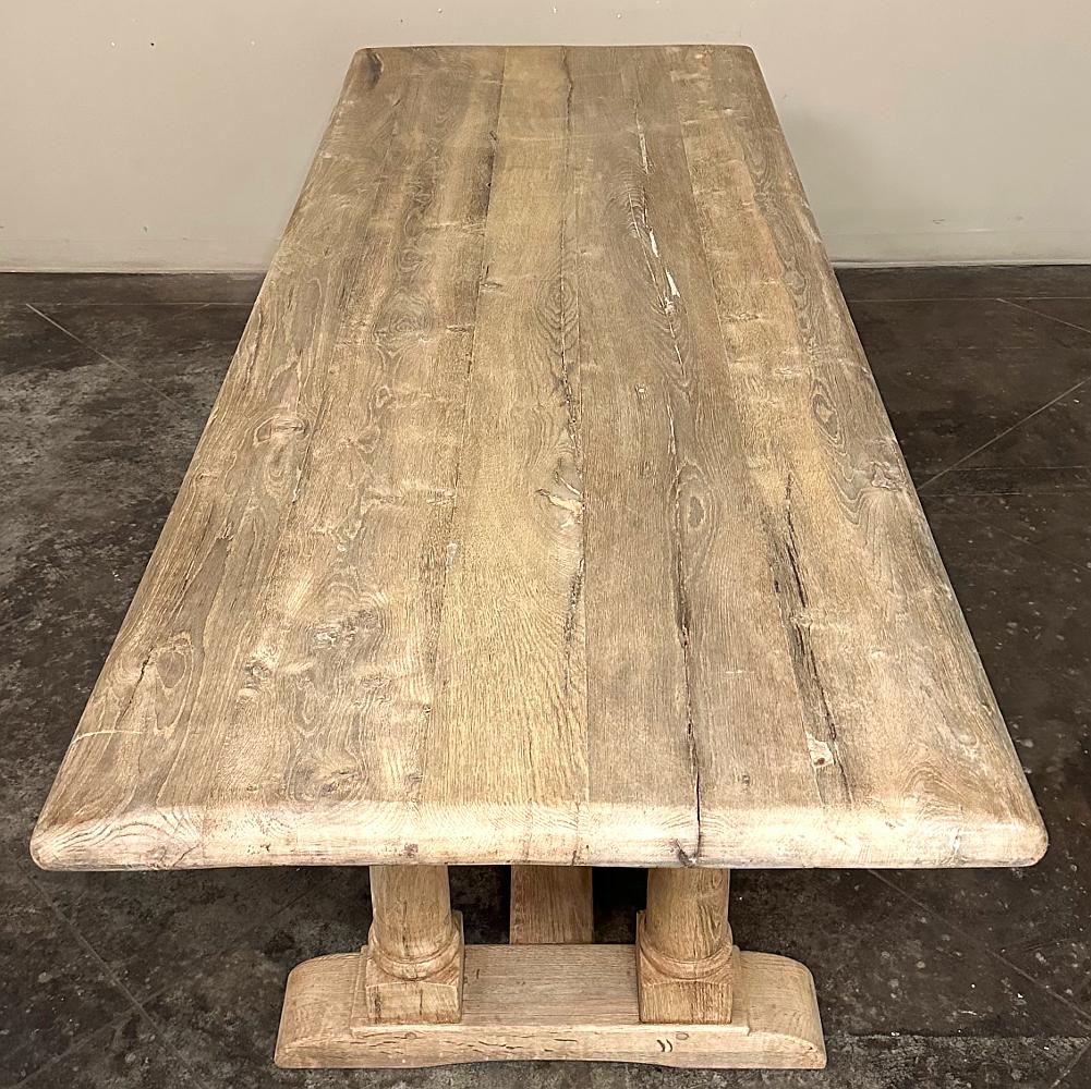 Antique Rustic Country French Trestle Table with Columns 4