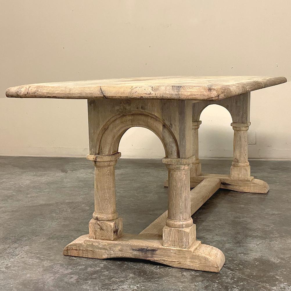 Antique Rustic Country French Trestle Table with Columns 5