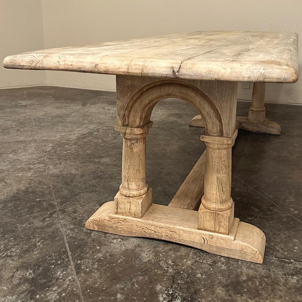 Antique Rustic Country French Trestle Table with Columns 6