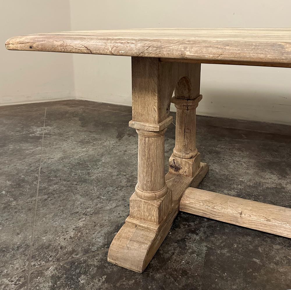 Antique Rustic Country French Trestle Table with Columns 7