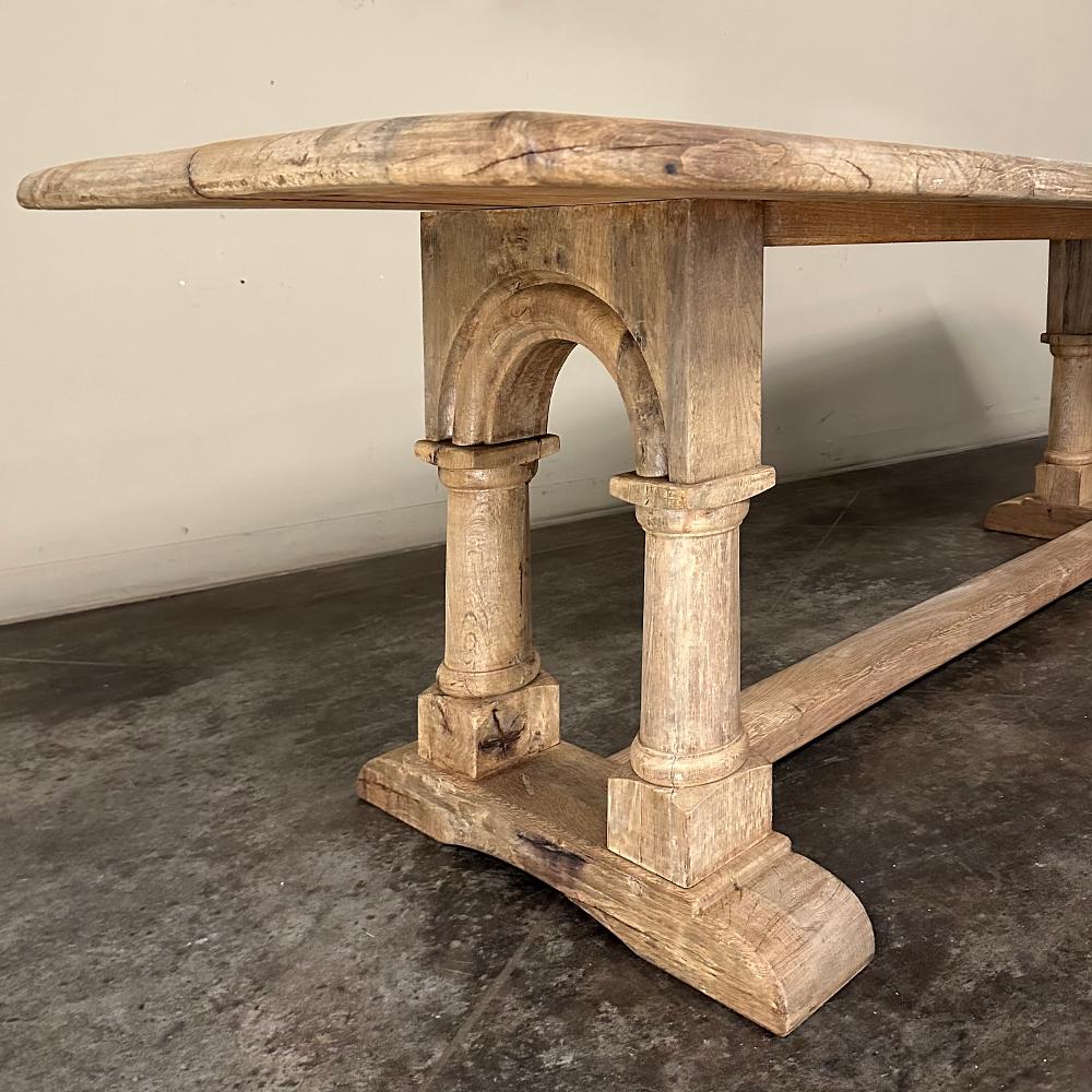 Antique Rustic Country French Trestle Table with Columns 8