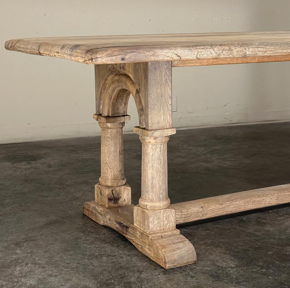 Antique Rustic Country French Trestle Table with Columns 9