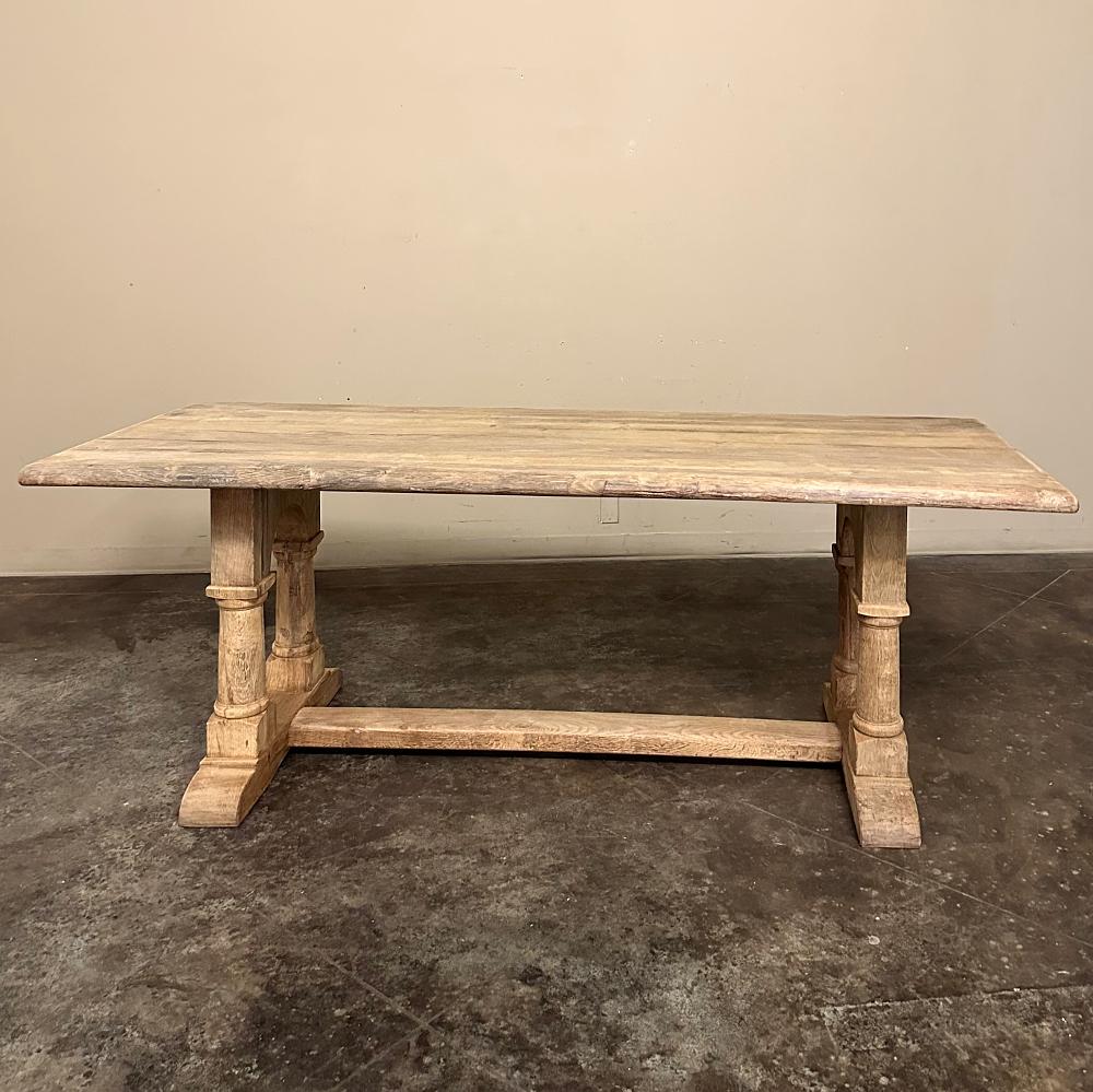Antique Rustic Country French Trestle Table with Columns 10