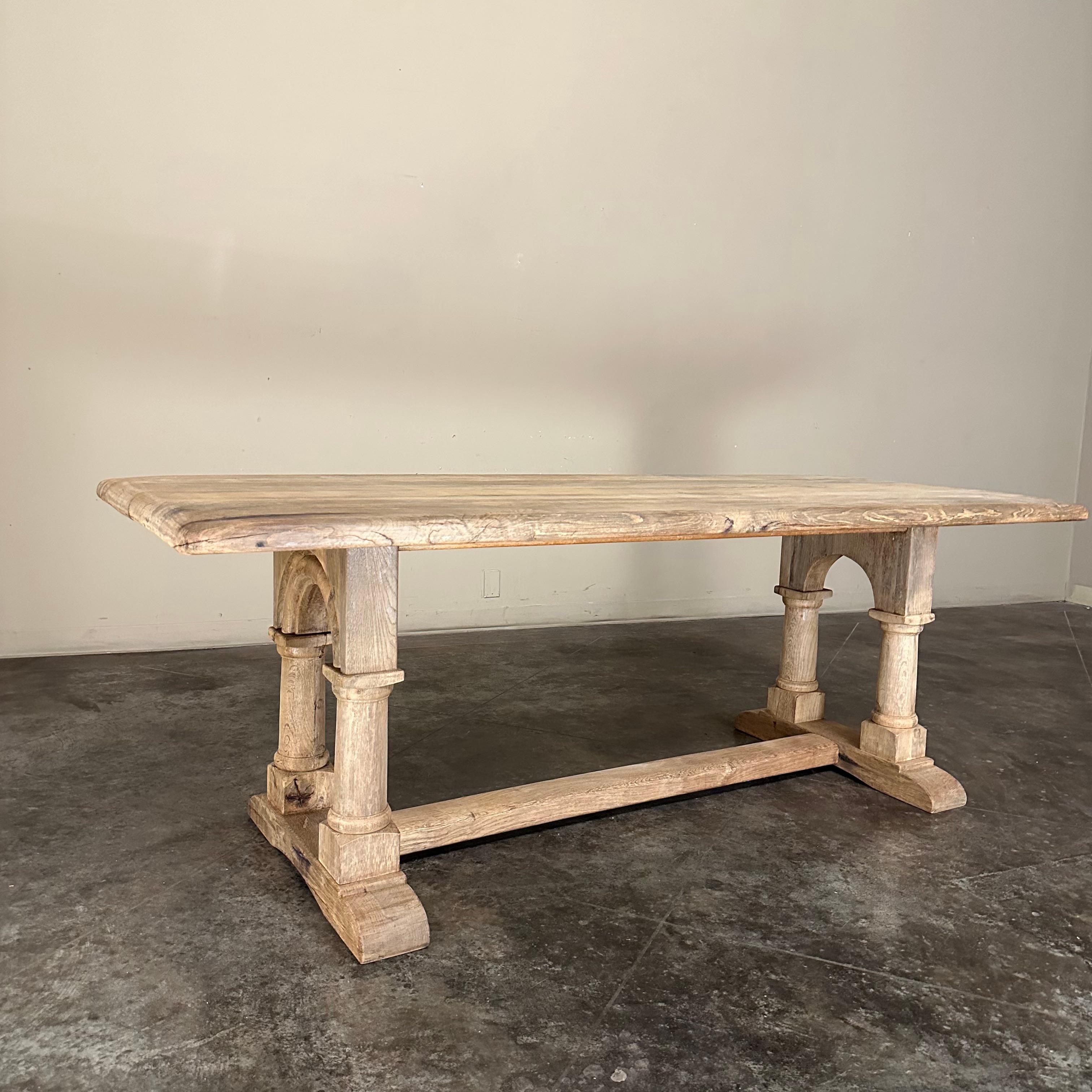 Antique Rustic Country French Trestle Table with Columns 11