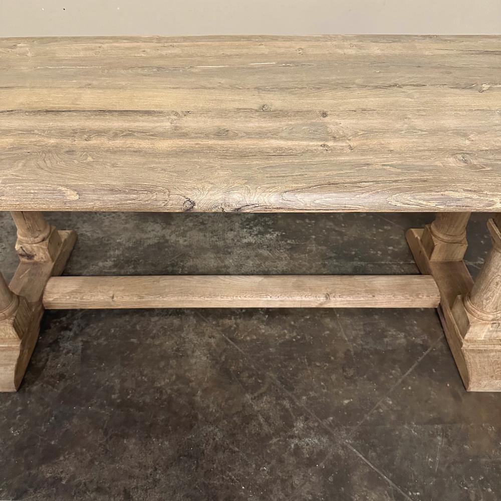 Antique Rustic Country French Trestle Table with Columns 13