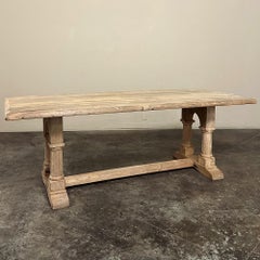 Ancienne table de tréteaux française rustique avec colonnes
