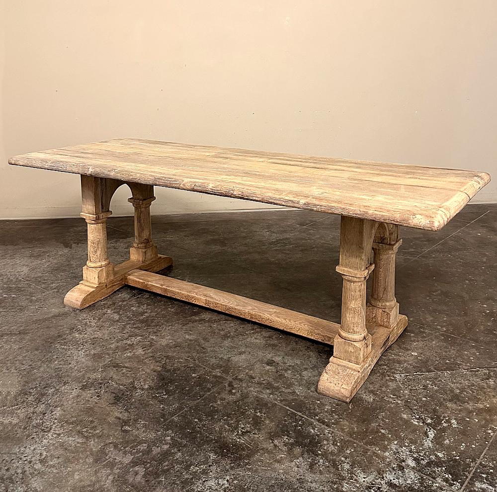 Antique Rustic Country French Trestle Table with Columns In Good Condition In Dallas, TX