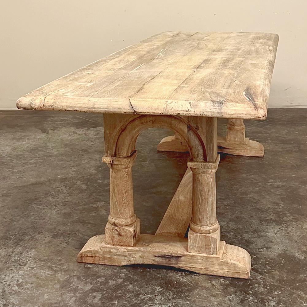 Antique Rustic Country French Trestle Table with Columns 1