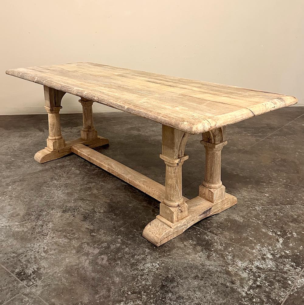 Antique Rustic Country French Trestle Table with Columns 2