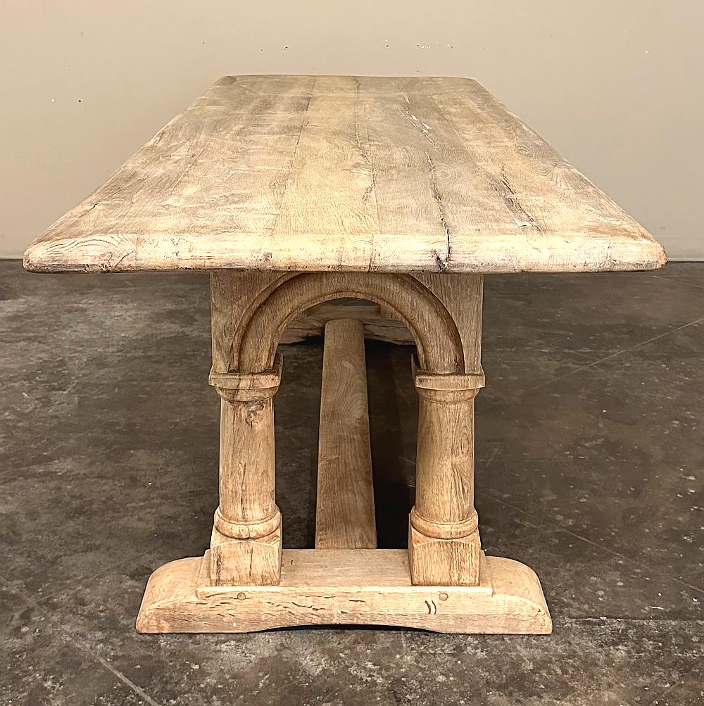 Antique Rustic Country French Trestle Table with Columns 3