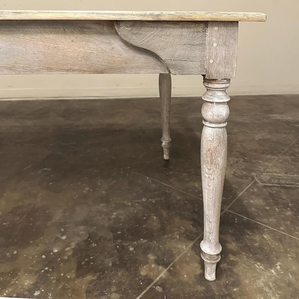 Antique Rustic Country French Whitewashed Dining Table For Sale 11