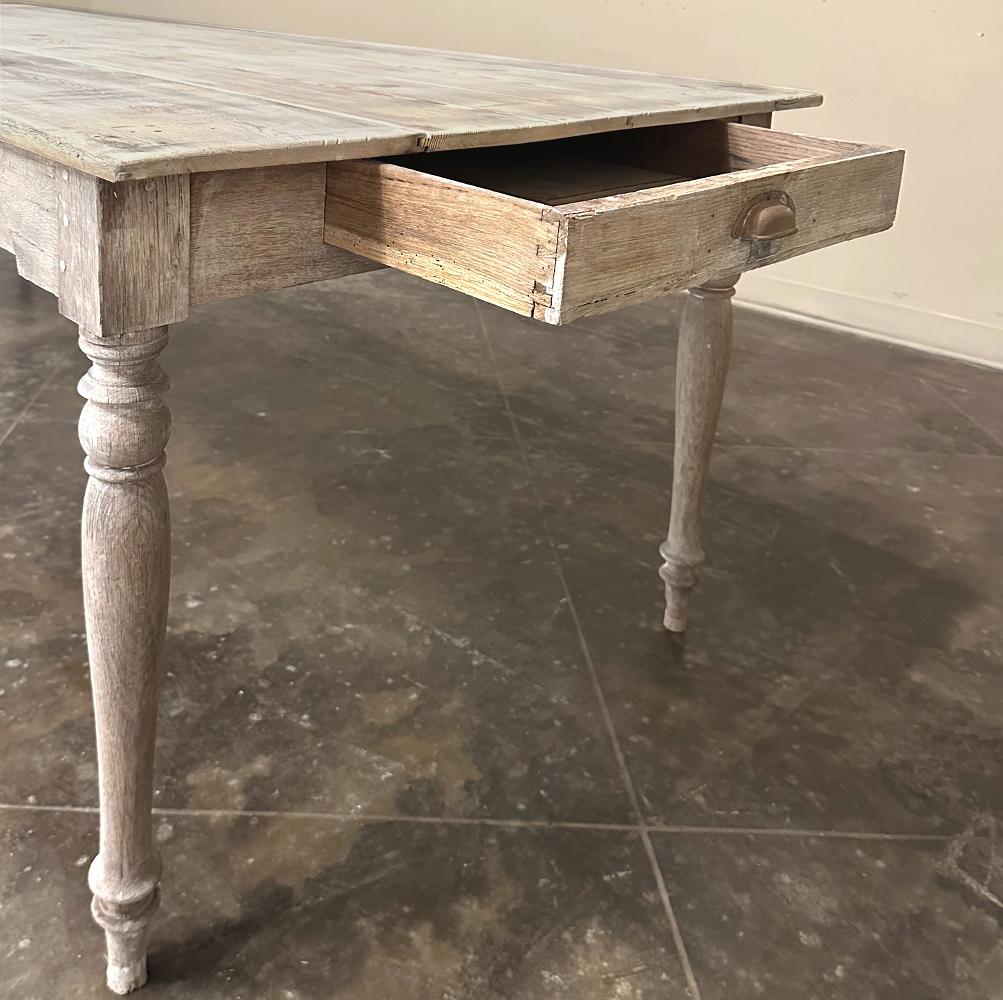 Antique Rustic Country French Whitewashed Dining Table For Sale 12