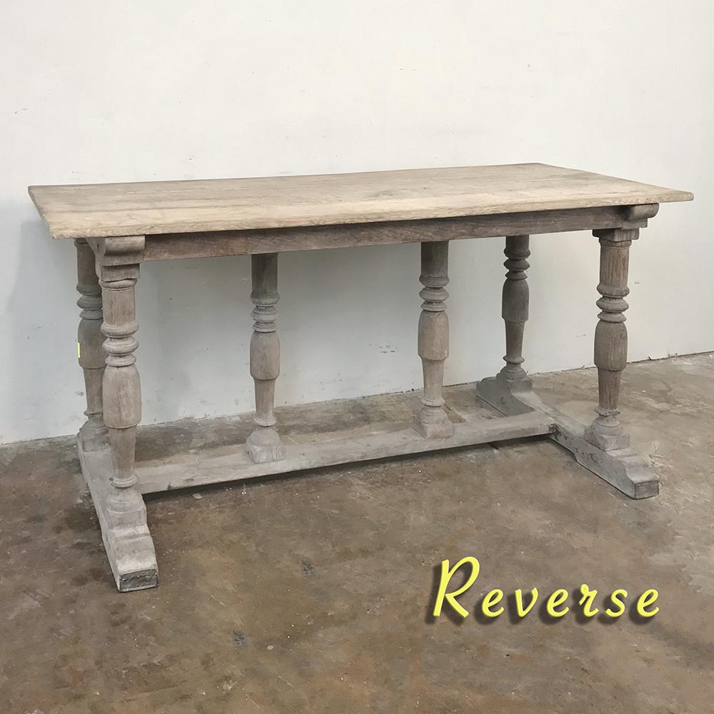 20th Century Antique Rustic Country French Whitewashed Sofa Table For Sale