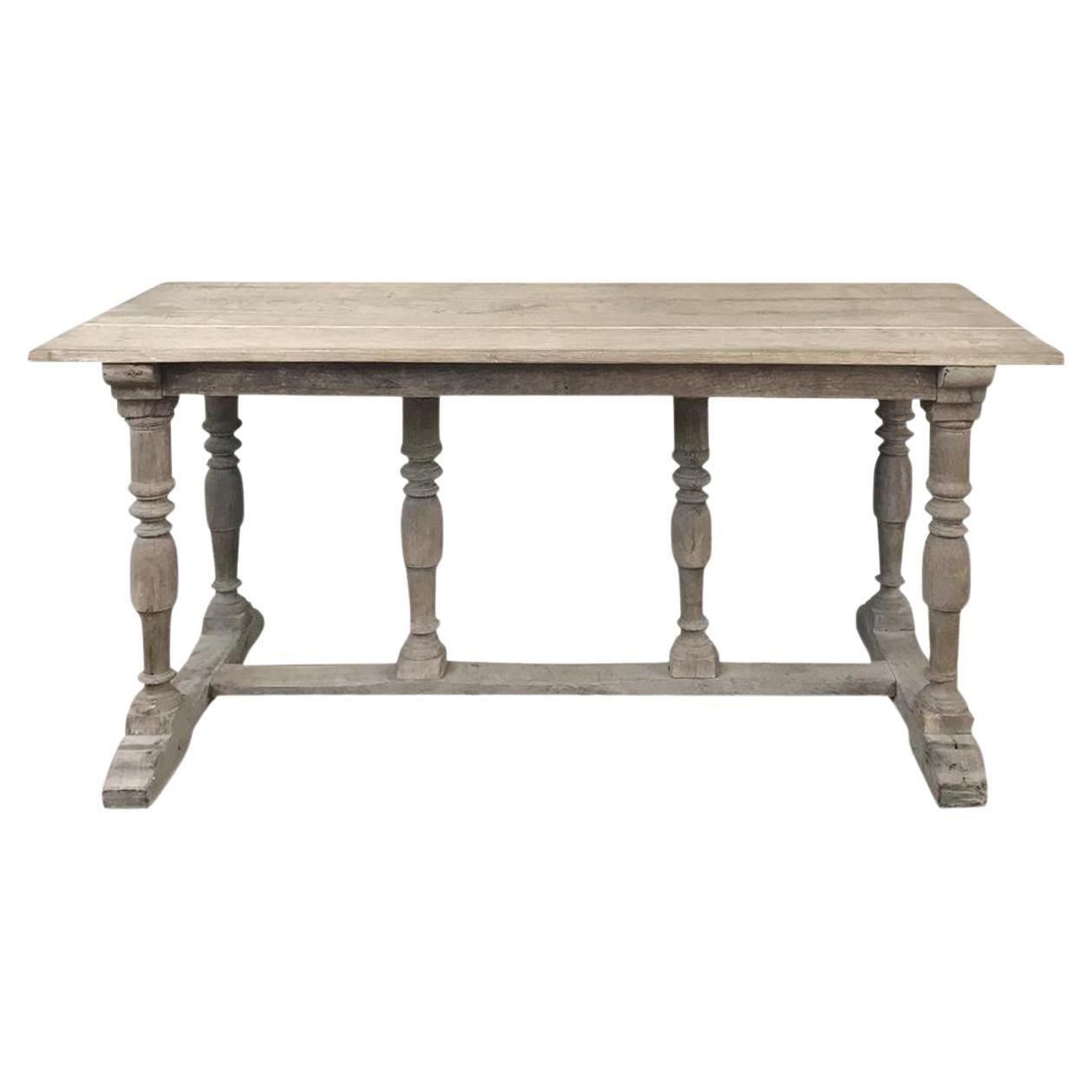 Antique Rustic Country French Whitewashed Sofa Table