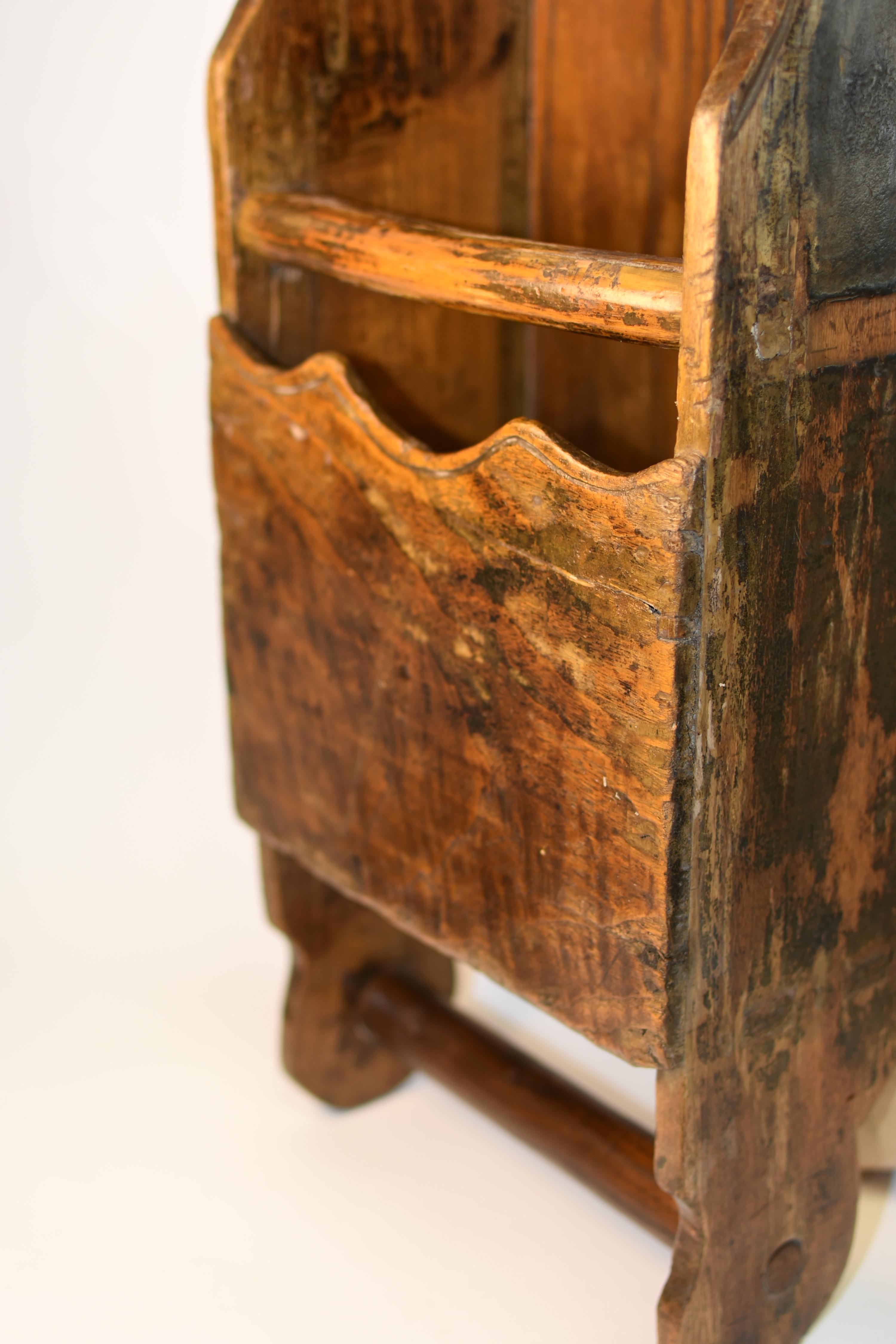 Antique Rustic Country Utensil and Towel Holder For Sale 3