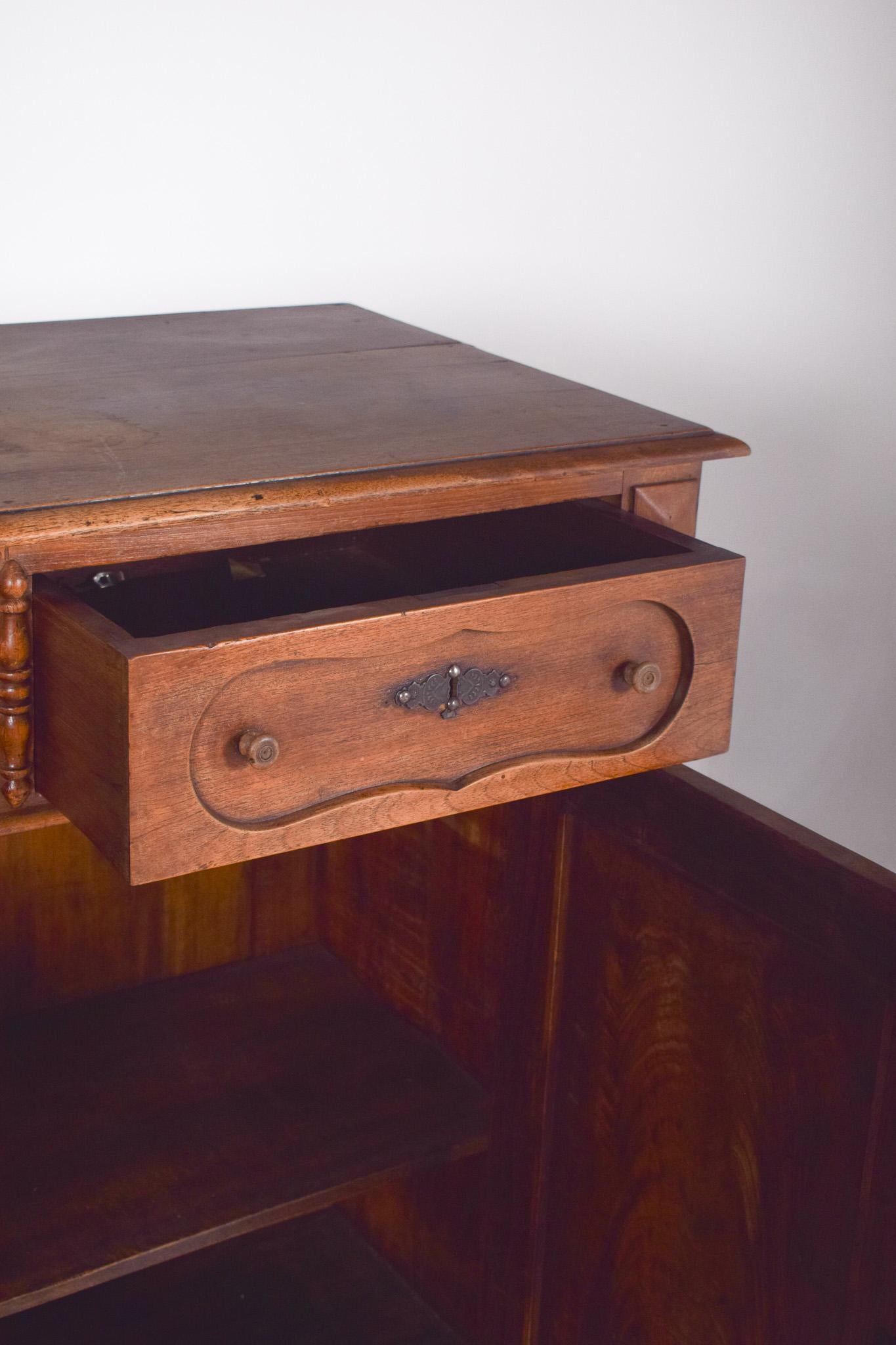 Antique Rustic Cupboard with Two Doors and Two Drawers For Sale 4