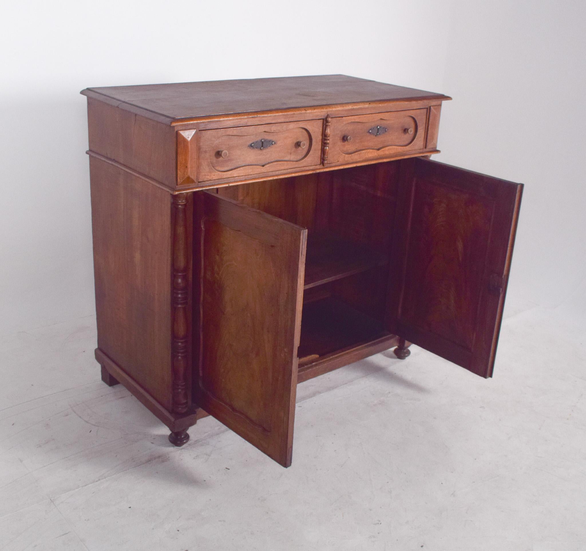 Antique Rustic Cupboard with Two Doors and Two Drawers For Sale 1